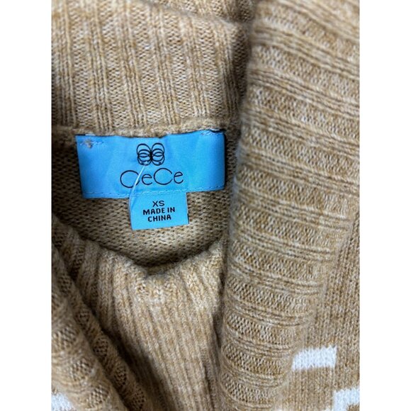 CeCe Women's Fair Isle Long Sleeve Turtleneck Sweater Tan Size Extra Small NWOT - Picture 6 of 8